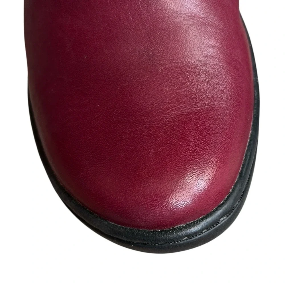 CLARKS Delana Amber Mule Womens 8 Red Leather Slip On Comfort Wedge Clog - Picture 10 of 10